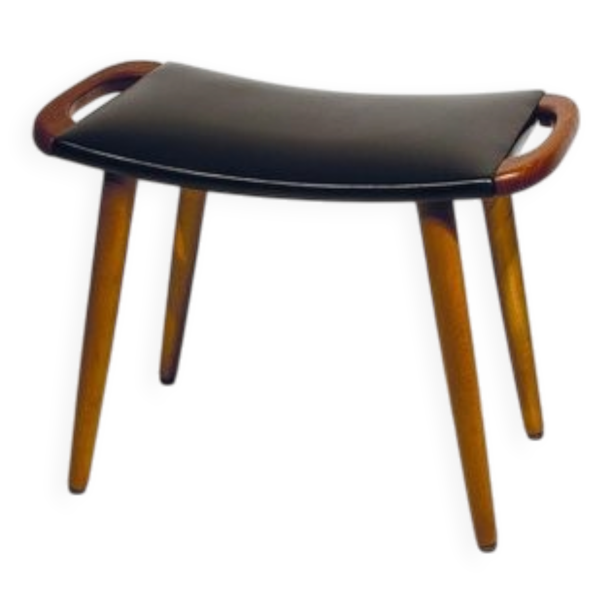 Scandinavian Stool in Teak and Leatherette