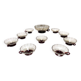 Set of Ten Smoked and Crimson Murano Glass Dessert Bowls in the style of Ze