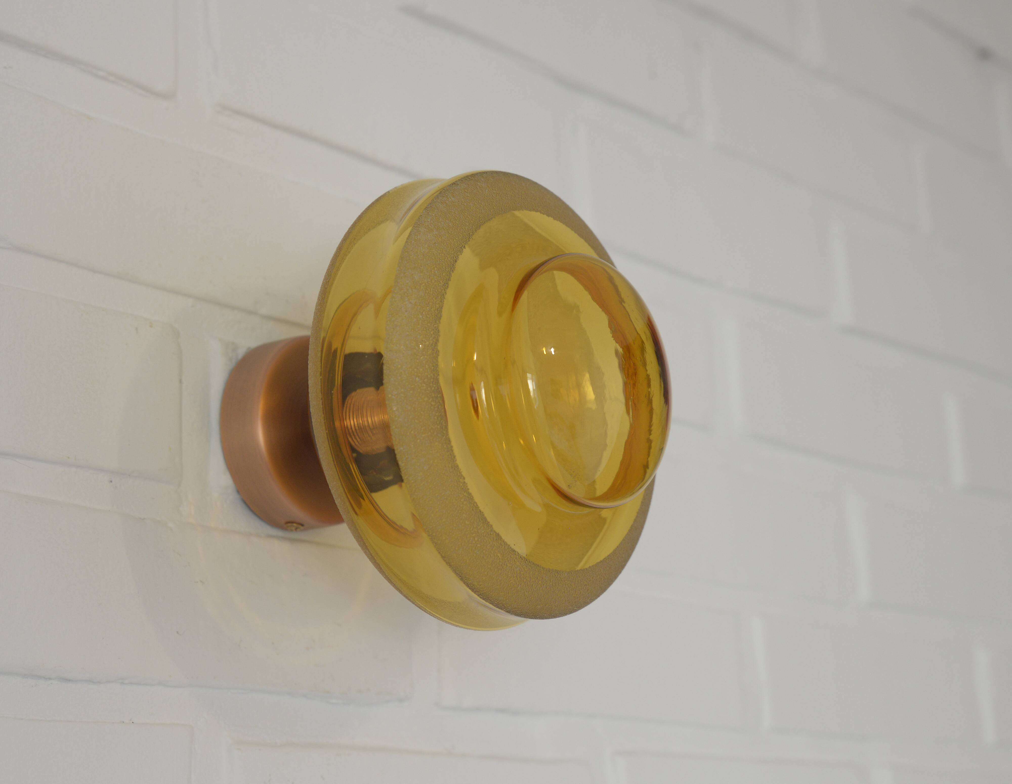 1 of 2 hand blown amber glass ceiling lights / redesign vintage wall lamps