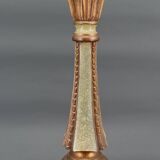 Lampe Art Deco en bois peint vert et patine cuivrée, France, Circa 1920
