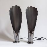 Pair of brushed steel lamps⎮60s, 70s