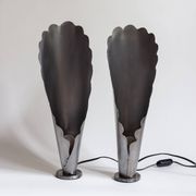 Pair of brushed steel lamps⎮60s, 70s