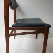 Set of 4 Scandinavian Teak and Green Leatherette Dining Chairs