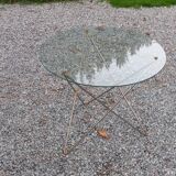 Florent Lasbleiz vintage coffee table in glass and metal