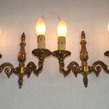 Pair of French Traditional Style Bronze Mid Century Double Wall Lights