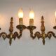 Pair of French Traditional Style Bronze Mid Century Double Wall Lights