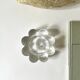 Stylized frosted glass candlestick in the shape of a flower, 1970s design