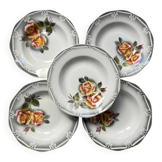Set of 5 "Odile" plates Digoin Sarreguemines