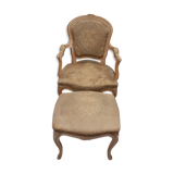Fauteuil style Louis XV avec son repose pieds classique
