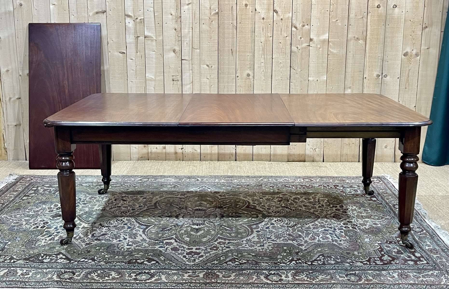 Victorian mahogany table with 2 extensions - 19th century work - Crank system
