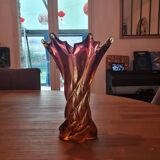 Vintage twisted glass vase from Murano, Italy, 1960.