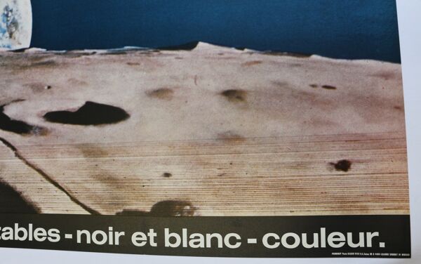 Affiche horizontale tv set télé Tevea lune moon fusée apollo 1969