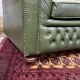 Chesterfield leather 3-seater sofa with mahogany legs - English craftsmanship