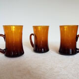 6 amber glass tea cups