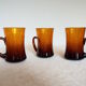6 amber glass tea cups