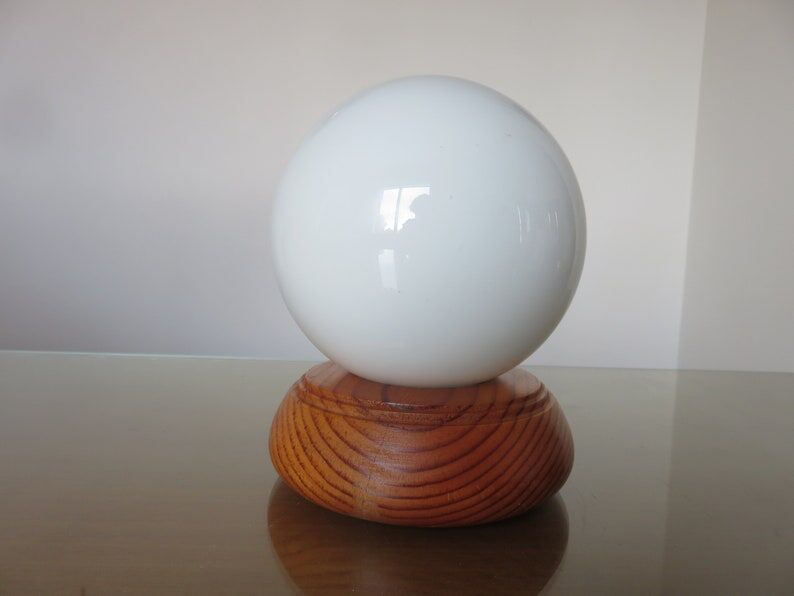 Scandinavian lamp in wood and white opaline ball 70s