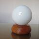 Scandinavian lamp in wood and white opaline ball 70s
