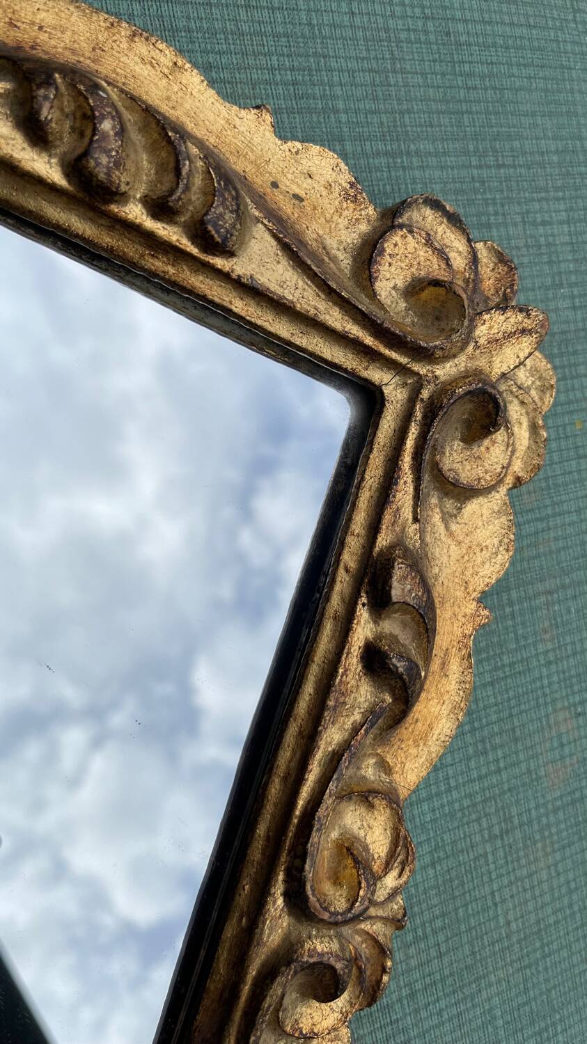 Miroir bois doré vintage  32,5 x 38