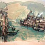 Very large lithograph by Pradel depicting a view of Venice