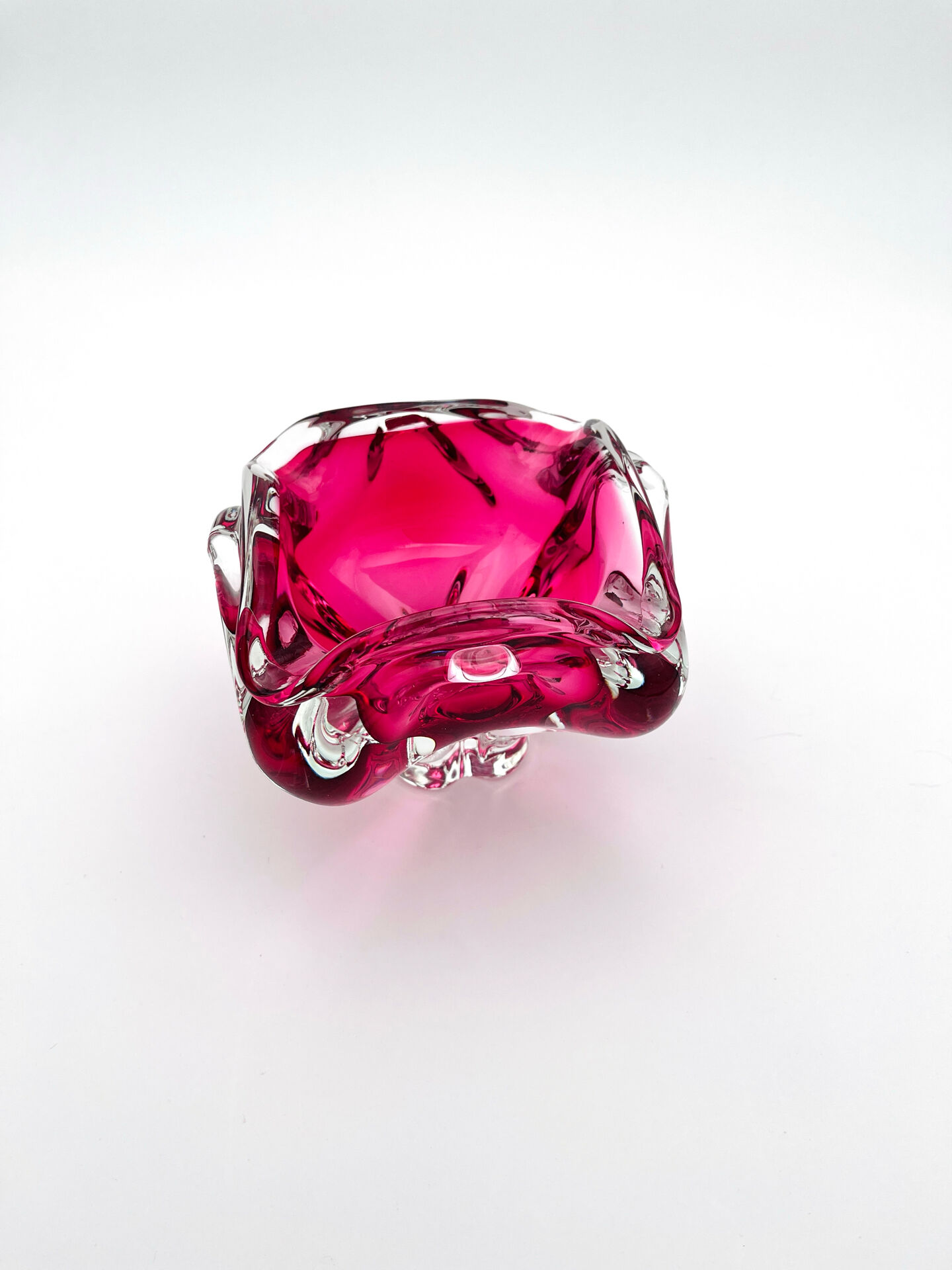 Bowl - Josef Hospodka - Sommerso Bohemian Crystal Pink