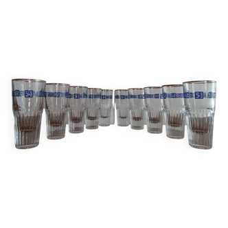 10 old Anisette 51 enamelled advertising glasses