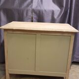 Ancienne commode 2 portes en chêne aérogommé, à peindre ou vernir.