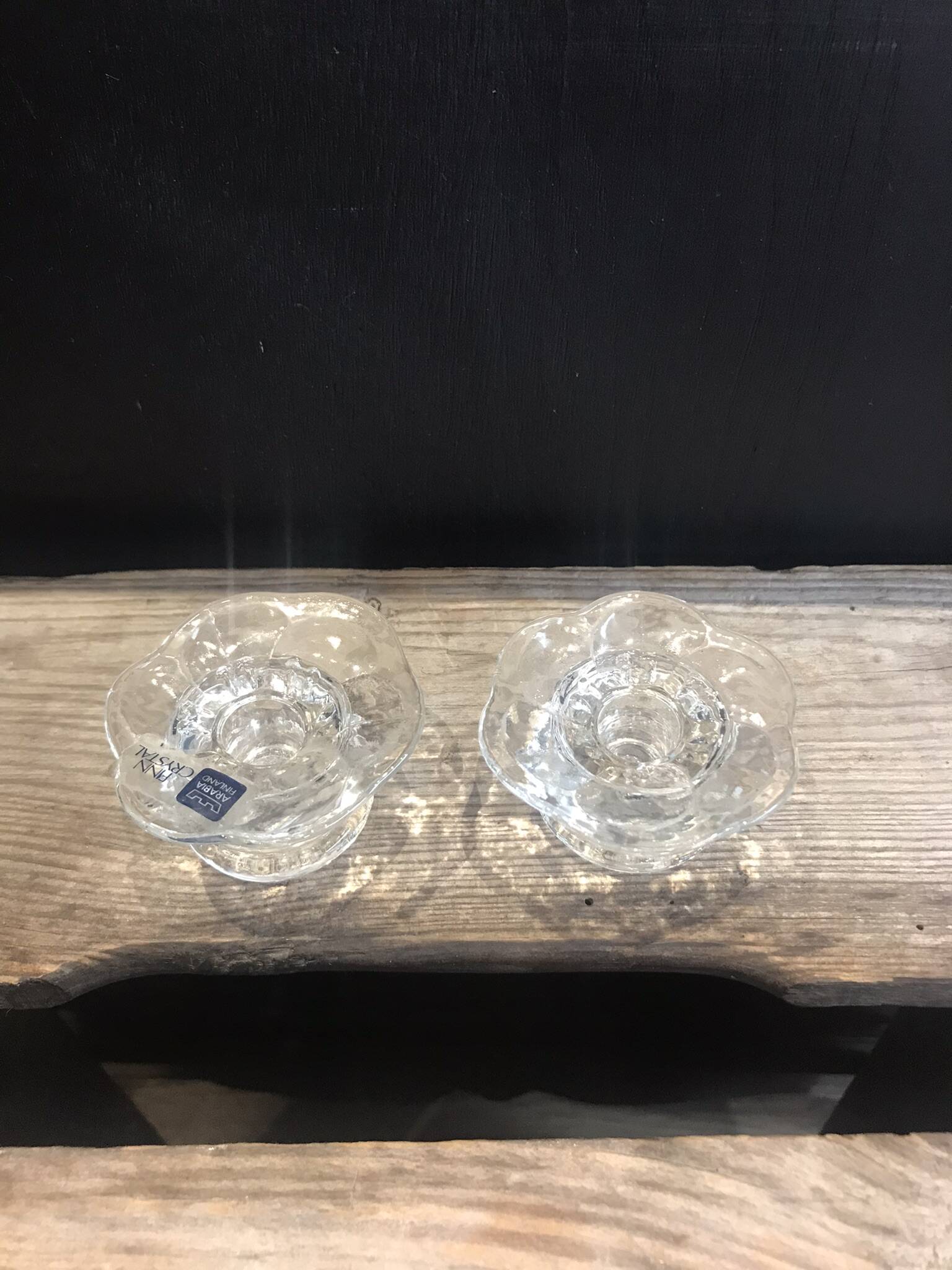 Vintage glass flower candle holders Arabia Finland