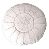 Pouf marocain en cuir Blanc