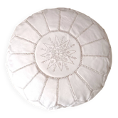Moroccan leather pouf white