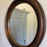 Round rattan mirror