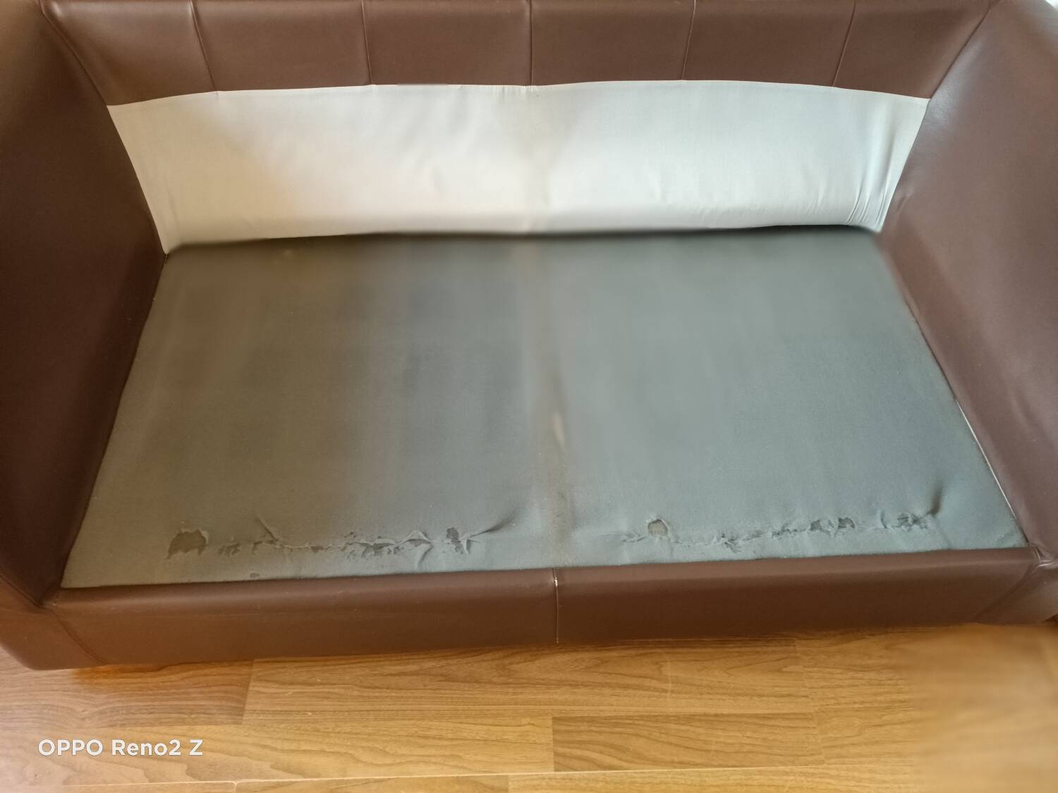 Brown leather sofa