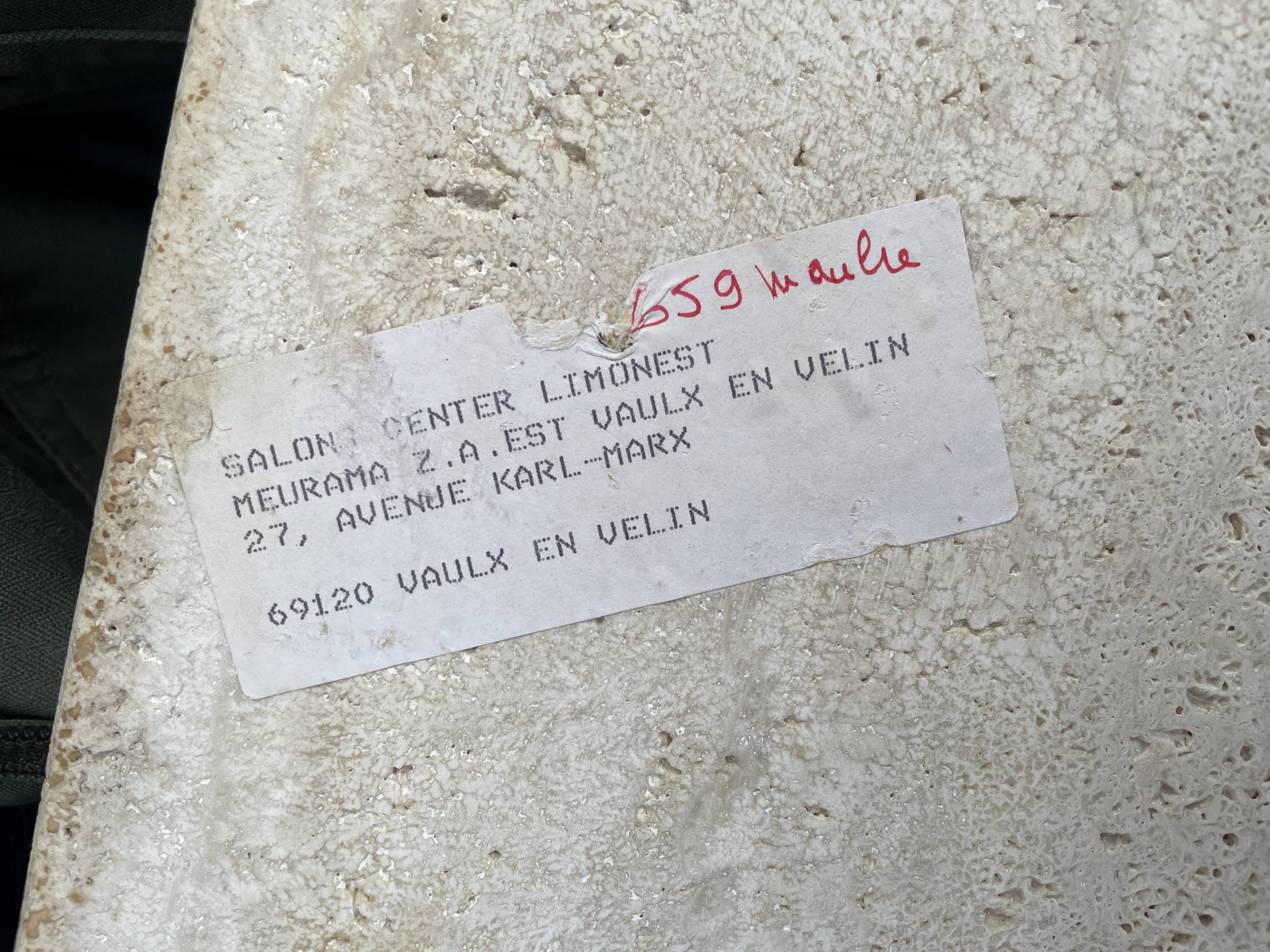 Roche Bobois travertine coffee table, 1980