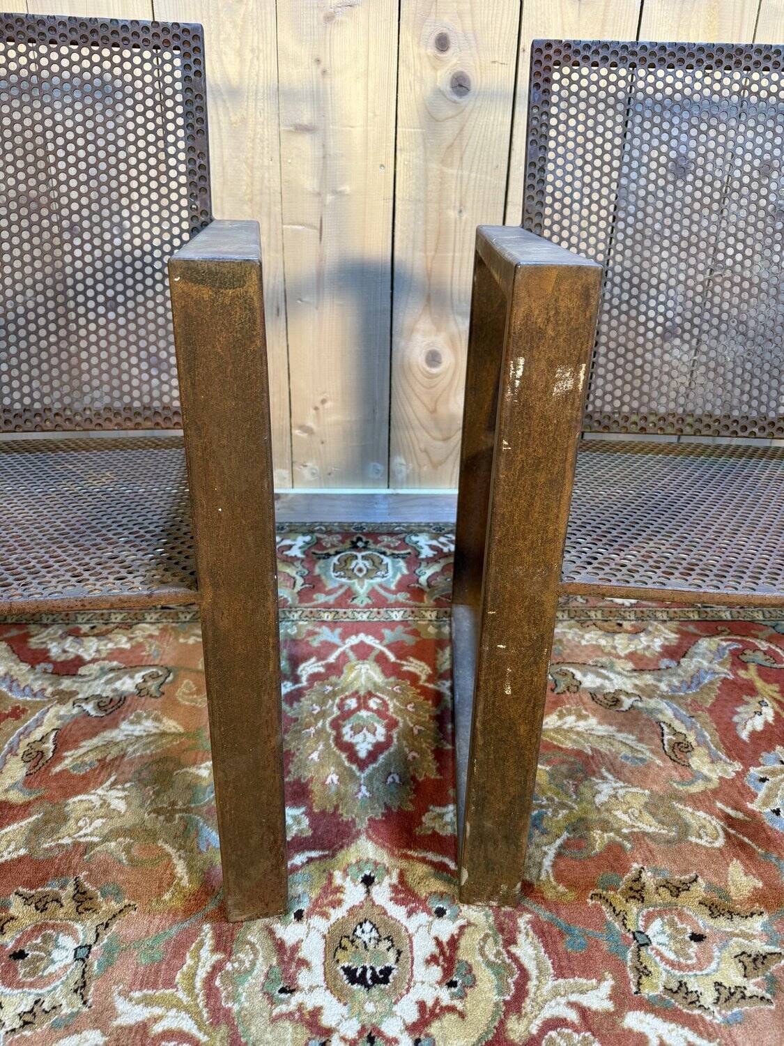 Pair of garden armchairs in steel