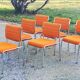 Set of 6 designer chairs from the 70s orange fabrics and chrome tubes