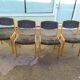 Set of 4 chairs in blond wood and gray fabric - vintage