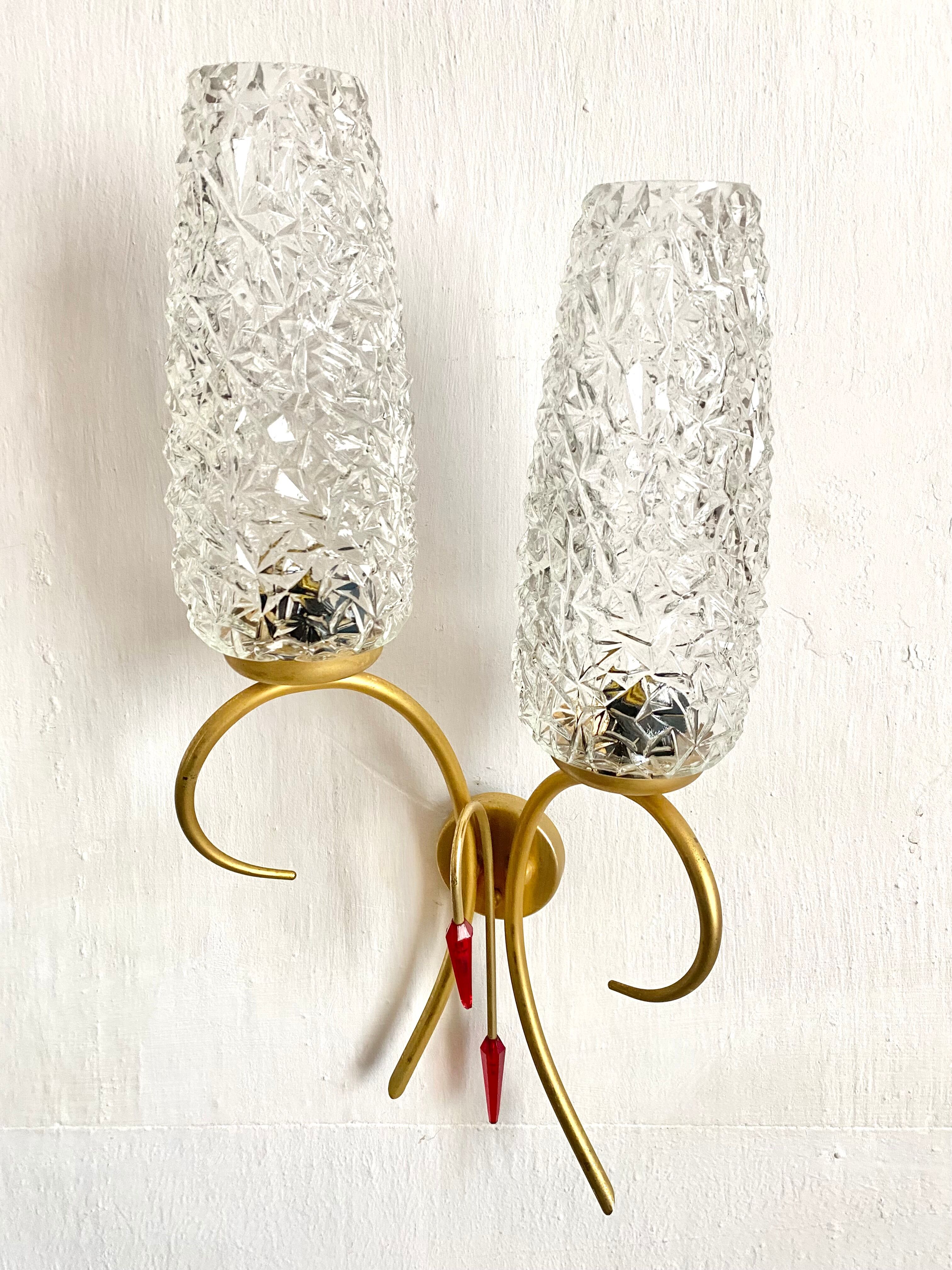 Pair of double design wall lamps 60s