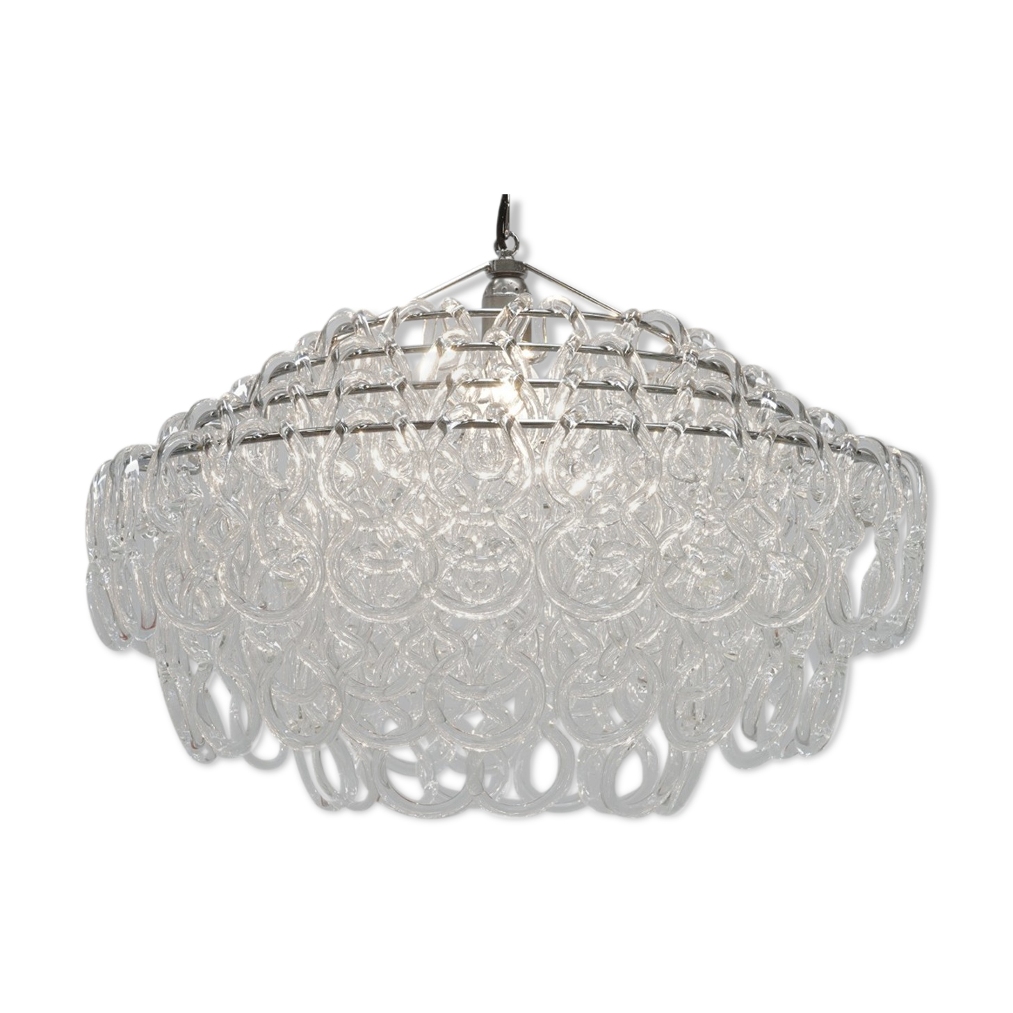Hanging lamp Mangiarotti model "Giogali" in Murano glass edited by Vistosi