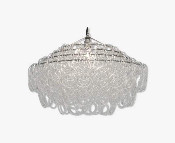 Suspension design Mangiarotti modèle "Giogali" en verre de Murano édité par Vistosi