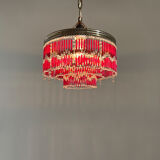 Lustre perlé du milieu du siècle par Jablonec Glassworks, Tchécoslovaquie