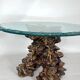 Vintage Italian wood and glass coffee table from 70s