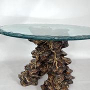 Vintage Italian wood and glass coffee table from 70s