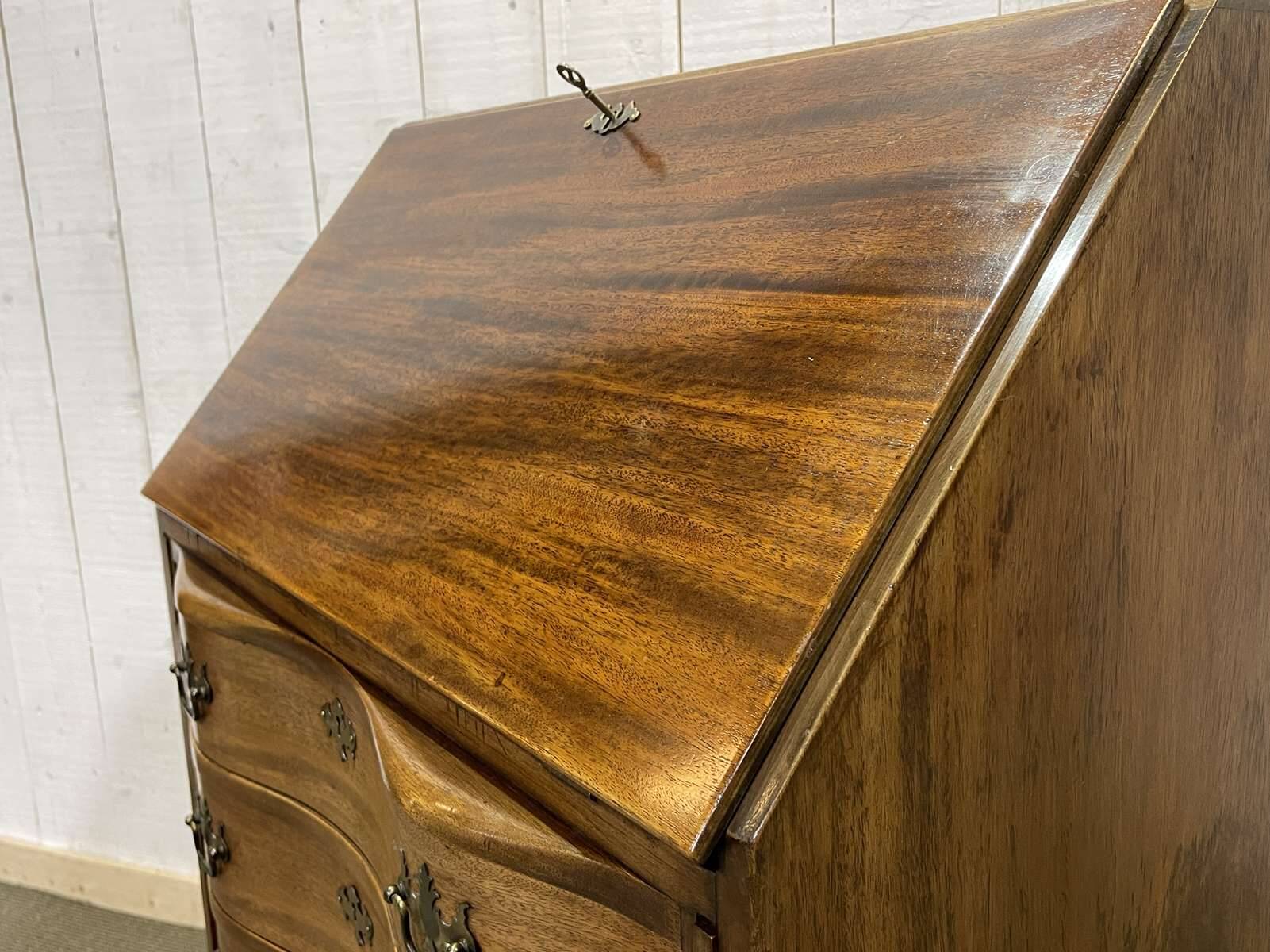 1930s English curved mahogany back desk