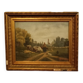Peinture À L'huile Antique Sur Toile Fine 800 Signée Piero Porrini