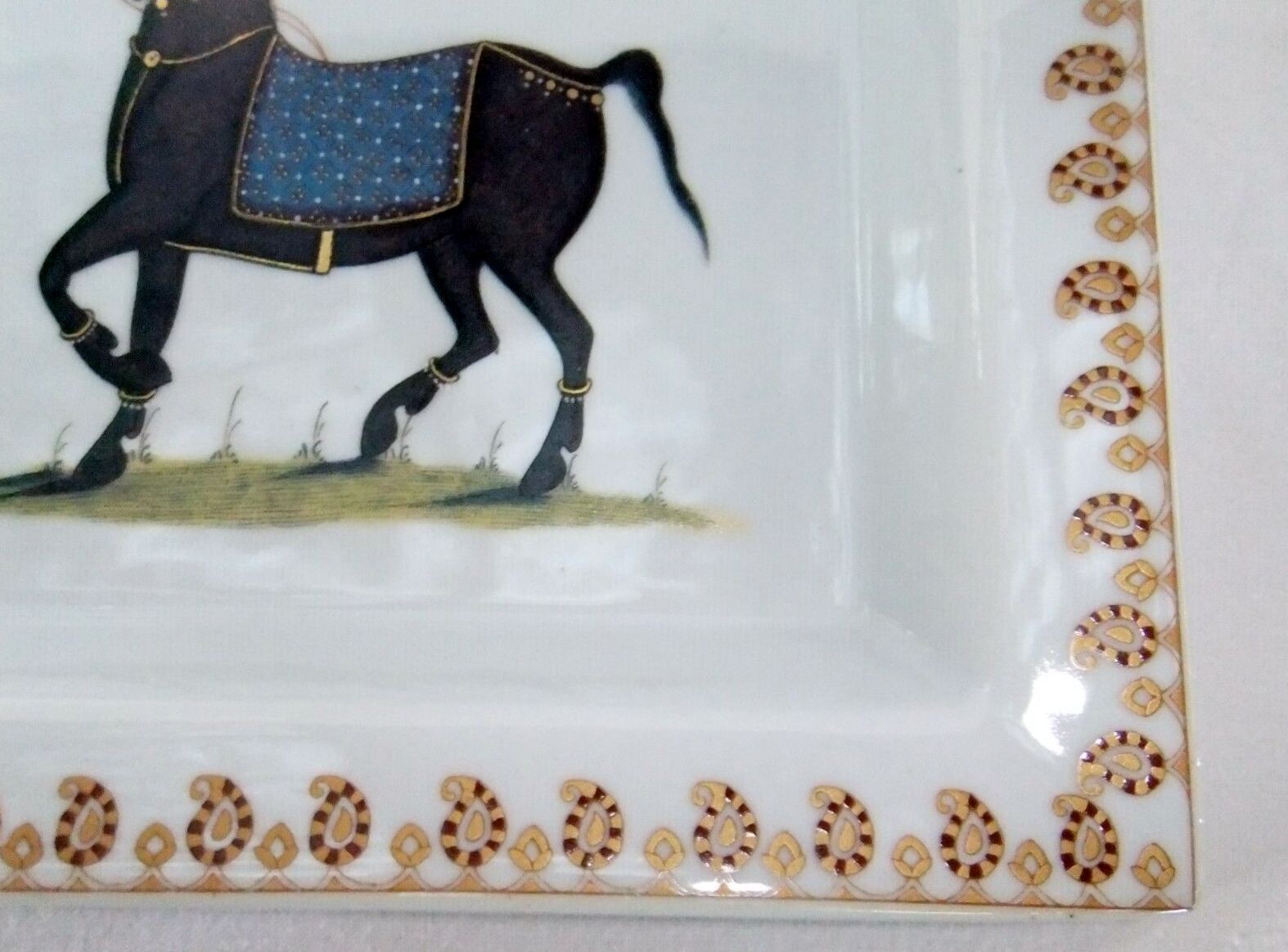 Flat cup empty pocket Jean Dange paris horse porcelain