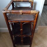 Rattan shelf, bamboo, 70s