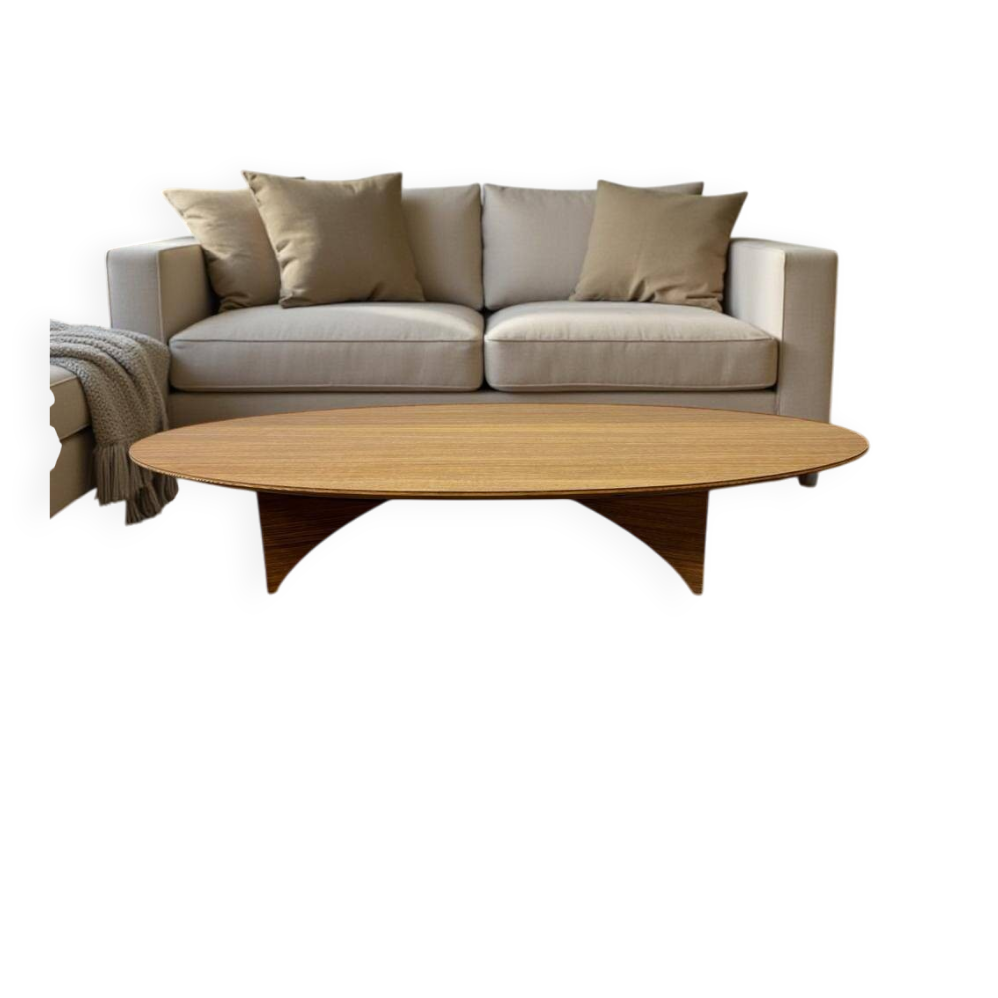 Retro oval wooden coffee table