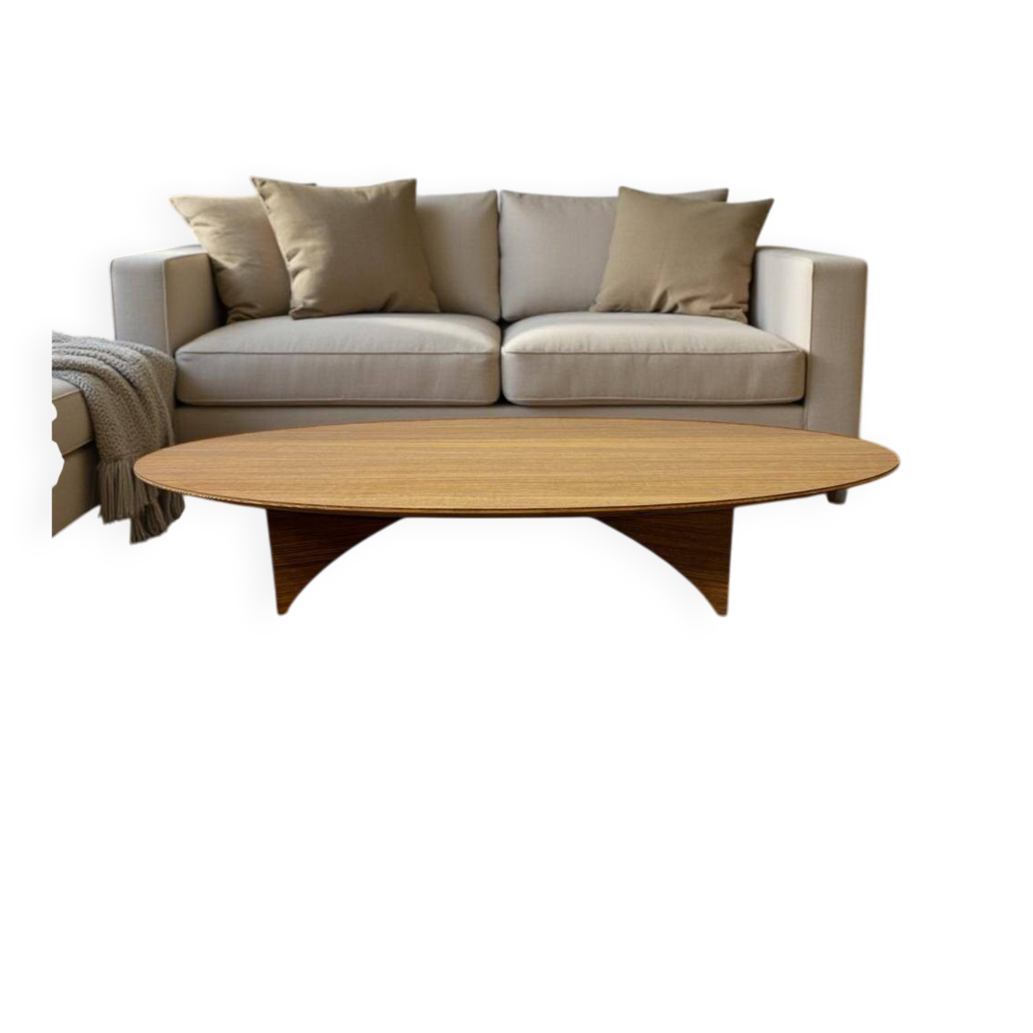 Table basse ovale rétro en bois