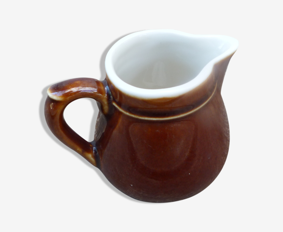 Pot à lait céramique marron blanc style bistrot