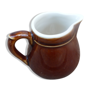 Pot à lait céramique - marron blanc