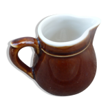 Small white brown ceramic milk pot bistro style